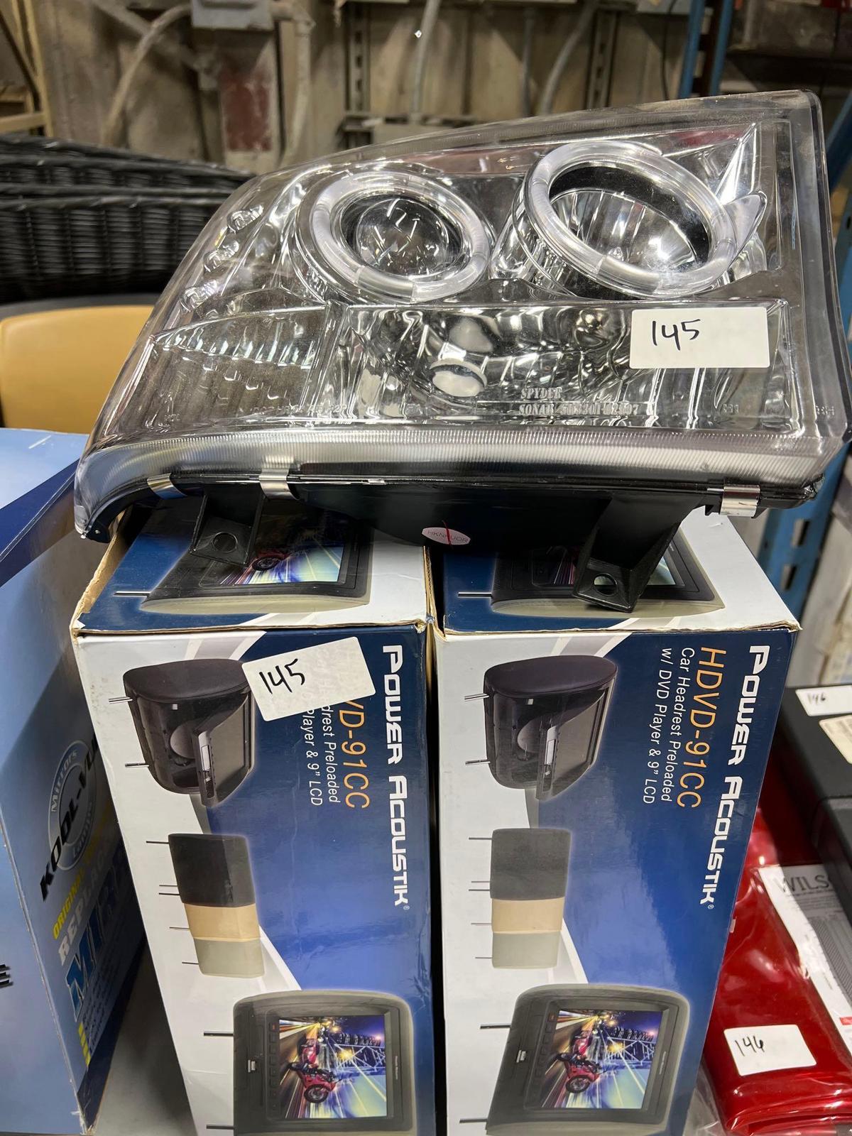 Headlight, 2 Power Acoustik Car Headrest with DVD Player