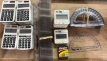 Calculators, Clear Plastic Rulers, Timers, Clear Plastic Protractors