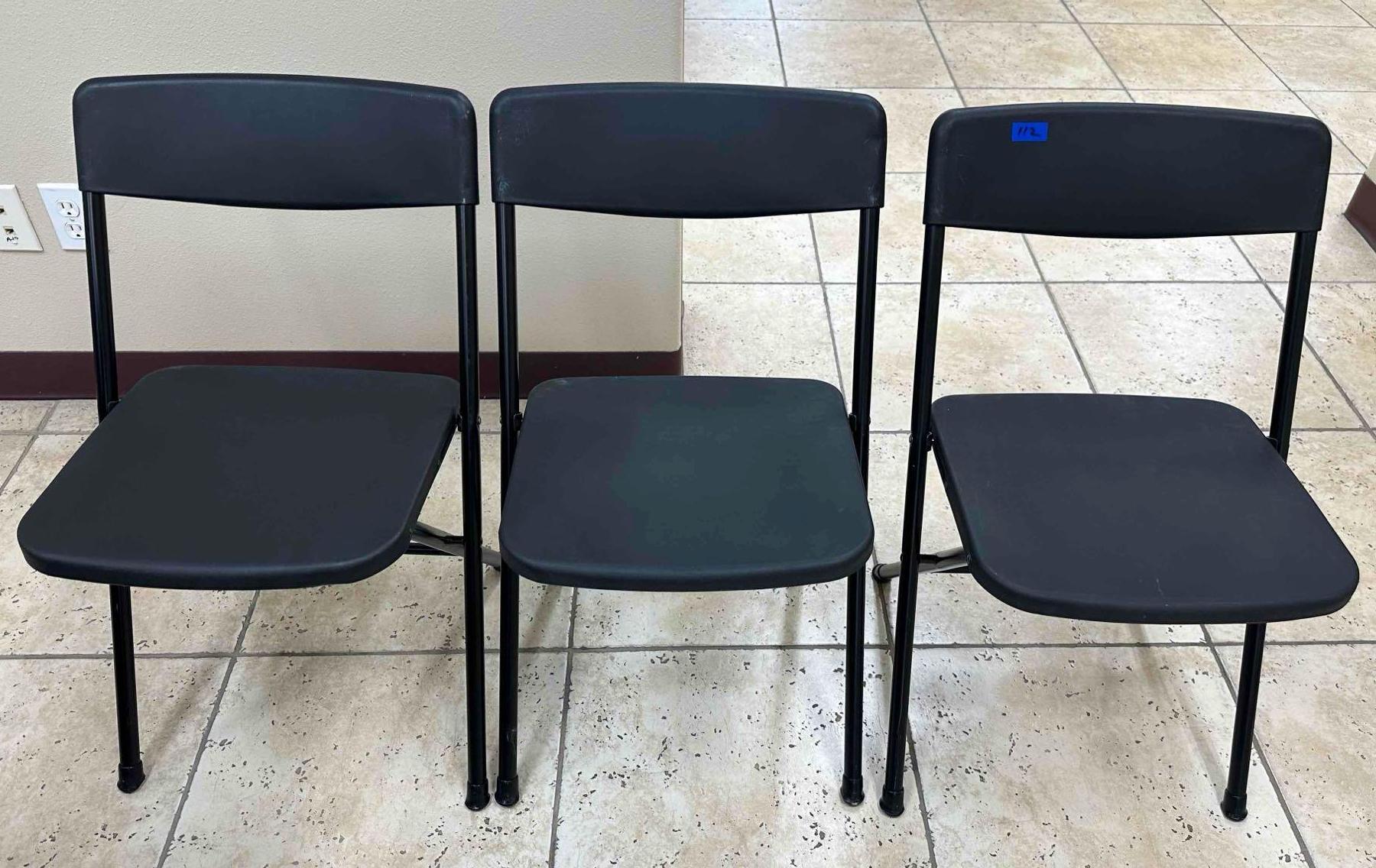 3 Black Folding Chairs