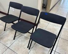 3 Black Folding Chairs