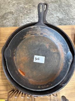 Vintage Cast iron pans, and utensils
