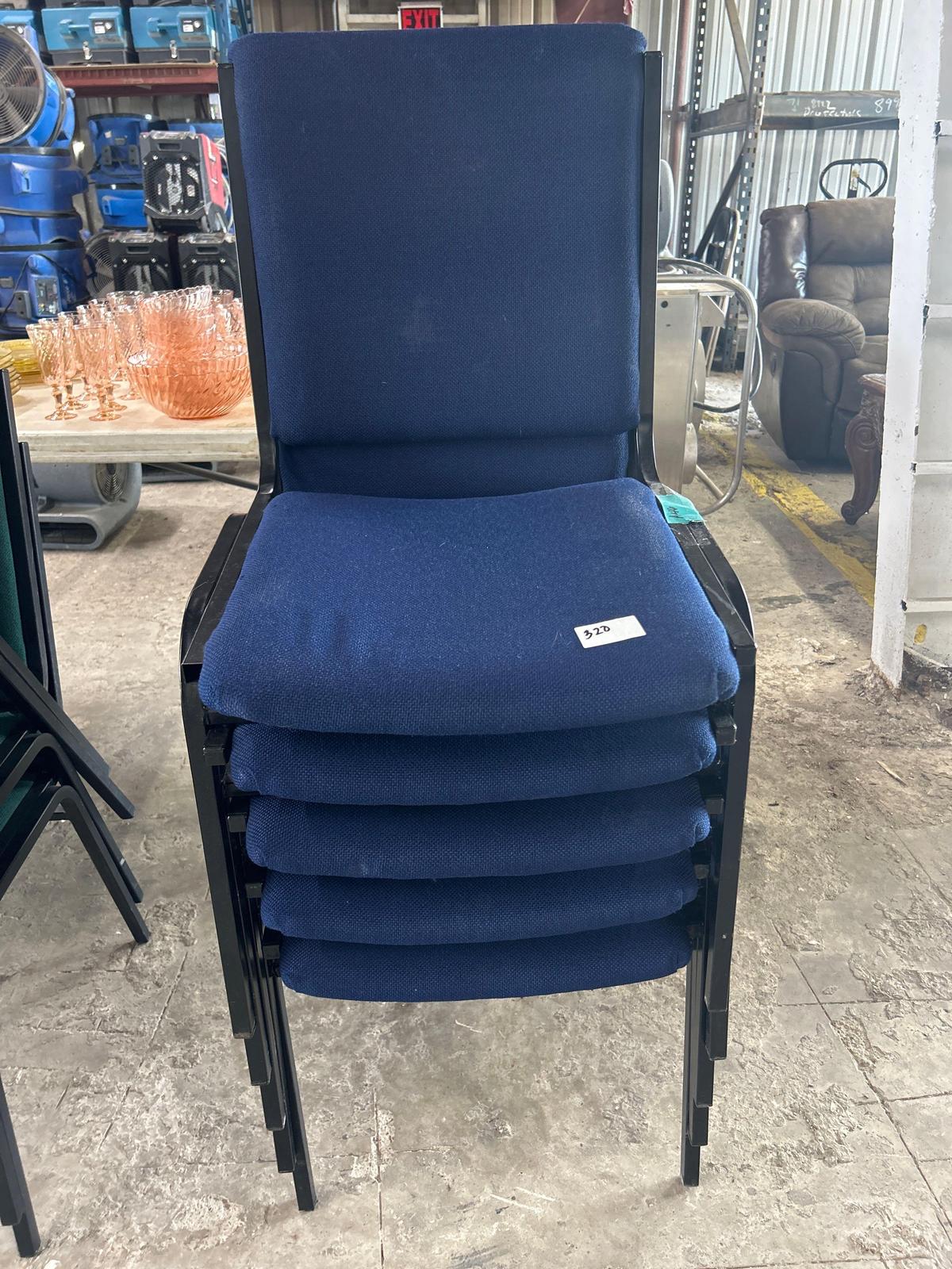 Fabric Stackable Chair in Navy Blue