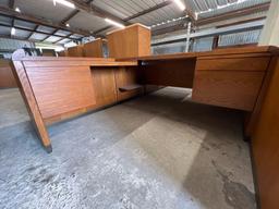 Kimball Heavy Solid Oak L-Shaped Office Desk