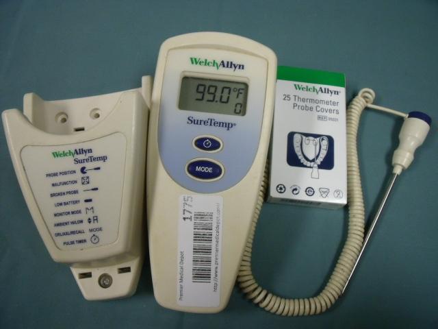 WELCH ALLYN MODEL 678 SURETEMP W/ 25 PROBE COVERS & PROBE