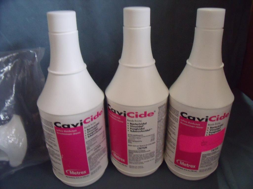 LOT OF 3 METREX # 13-1024 CAVICIDE EXPIRED 03/01/2020 WITH SPRAYERS