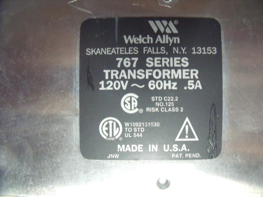 Welch Allyn 767 SERIES WALL TRANSFORMER W/ HEADS 11610 & 25020 SURETEMP THERMOMETER 02678-100!