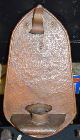 Early Arts & Crafts Hammered Copper Wall Sconce