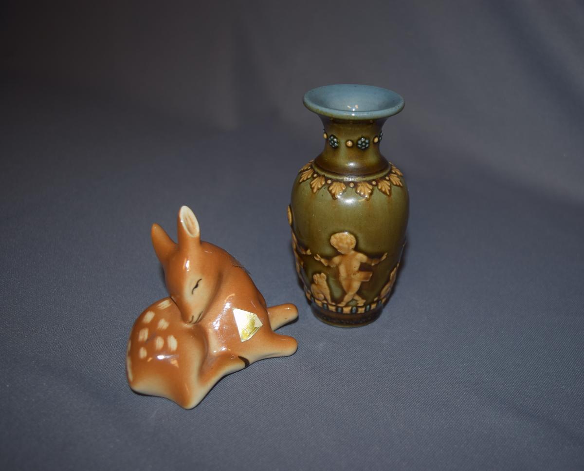 R.D. Miniature Vase & Royal Dux Deer