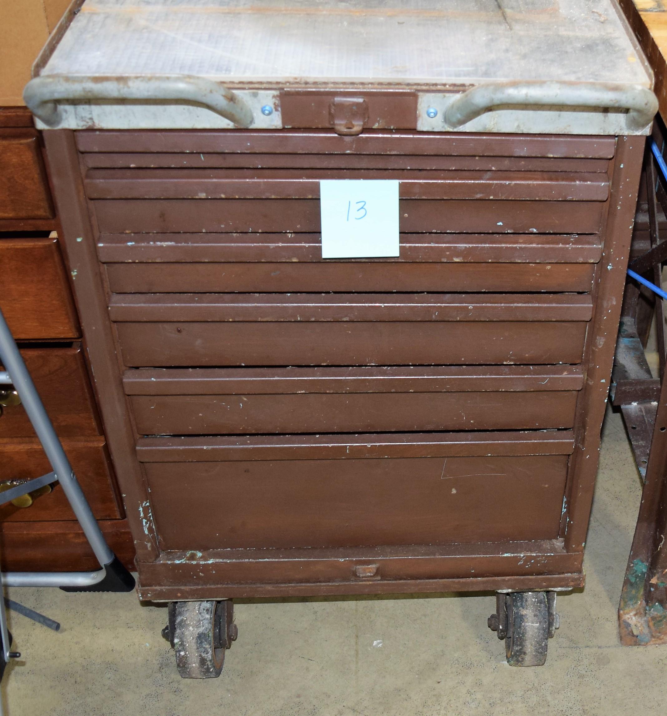 Metal tool chest on wheels
