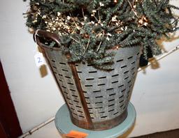 5 1/2 ft Christmas Tree in Old Strainer