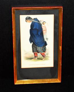 Chippeway Squaw & Child Framed Lithograph