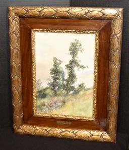 Antel Neogrady (Hungarian 1861-1942) Hillside Oil Painting Under Glass/Orig. Frame