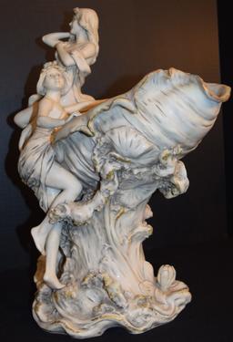 Beautiful Royal Dux Shell Statue with Women