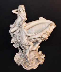 Beautiful Royal Dux Shell Statue with Women