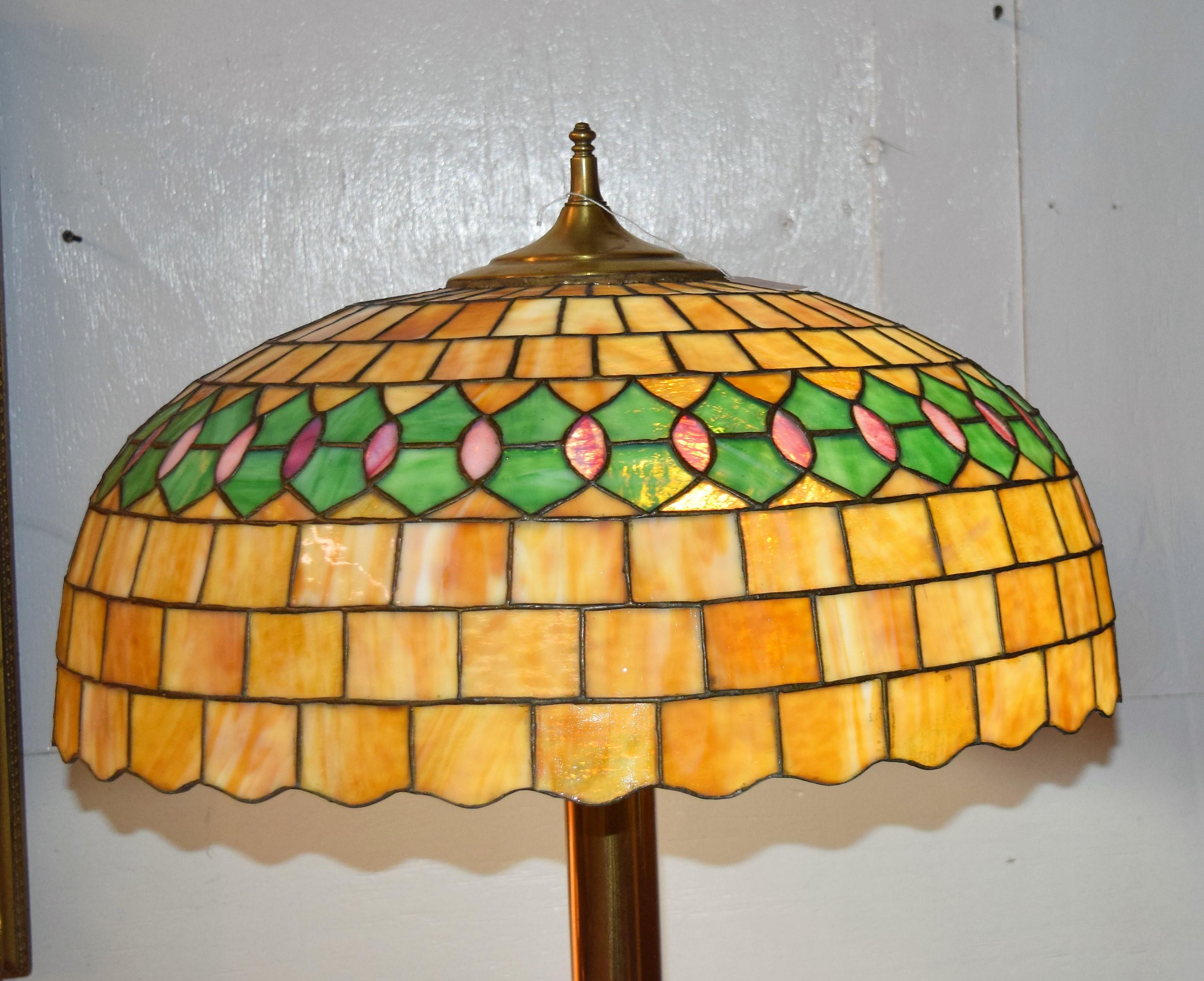 Rare Chicago Mosaic Lamp Co. Leaded Glass Floor Lamp