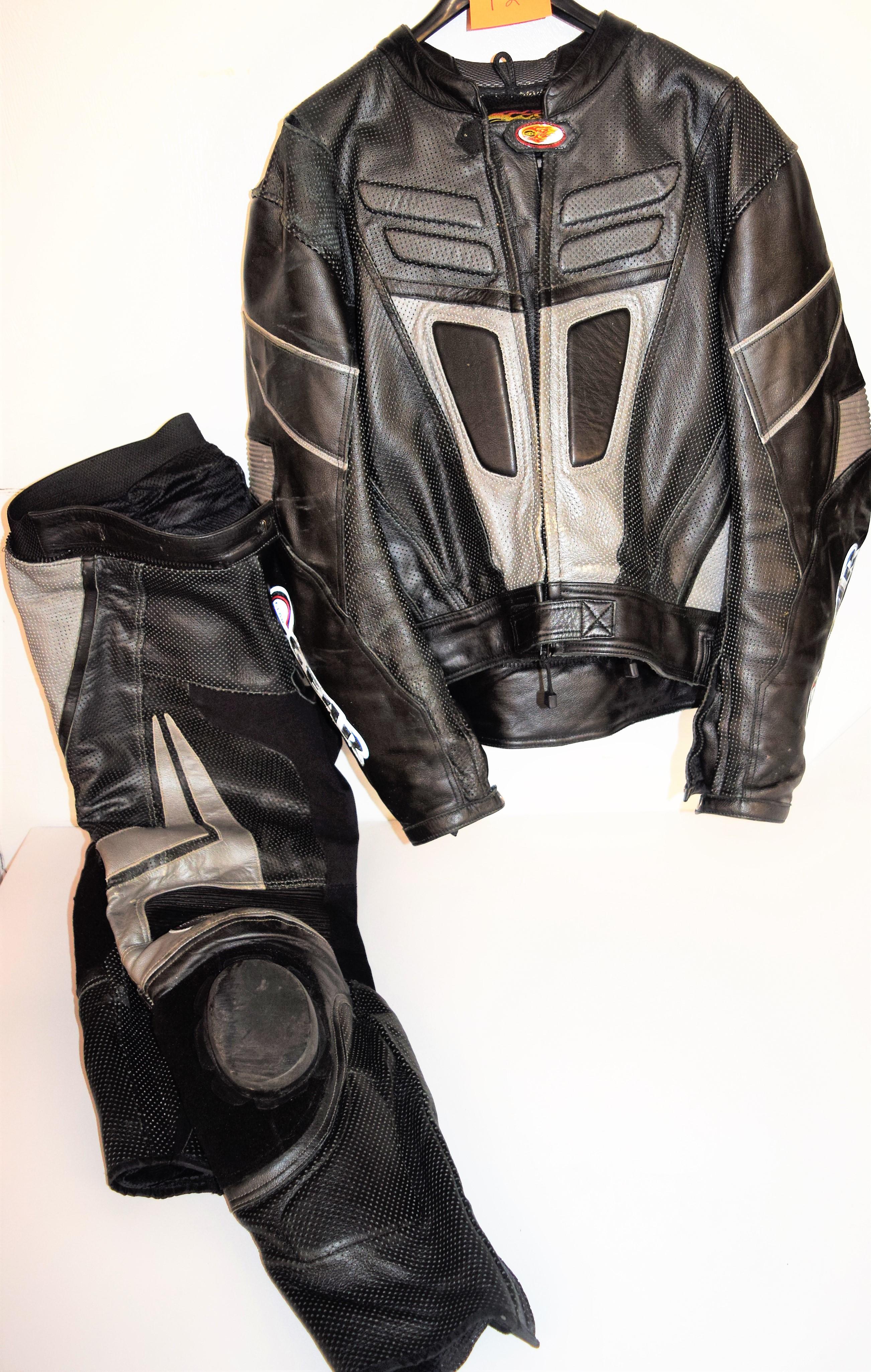 XXL Gear Leather Racing Jacket & Leather Pants w/ Protective Pads