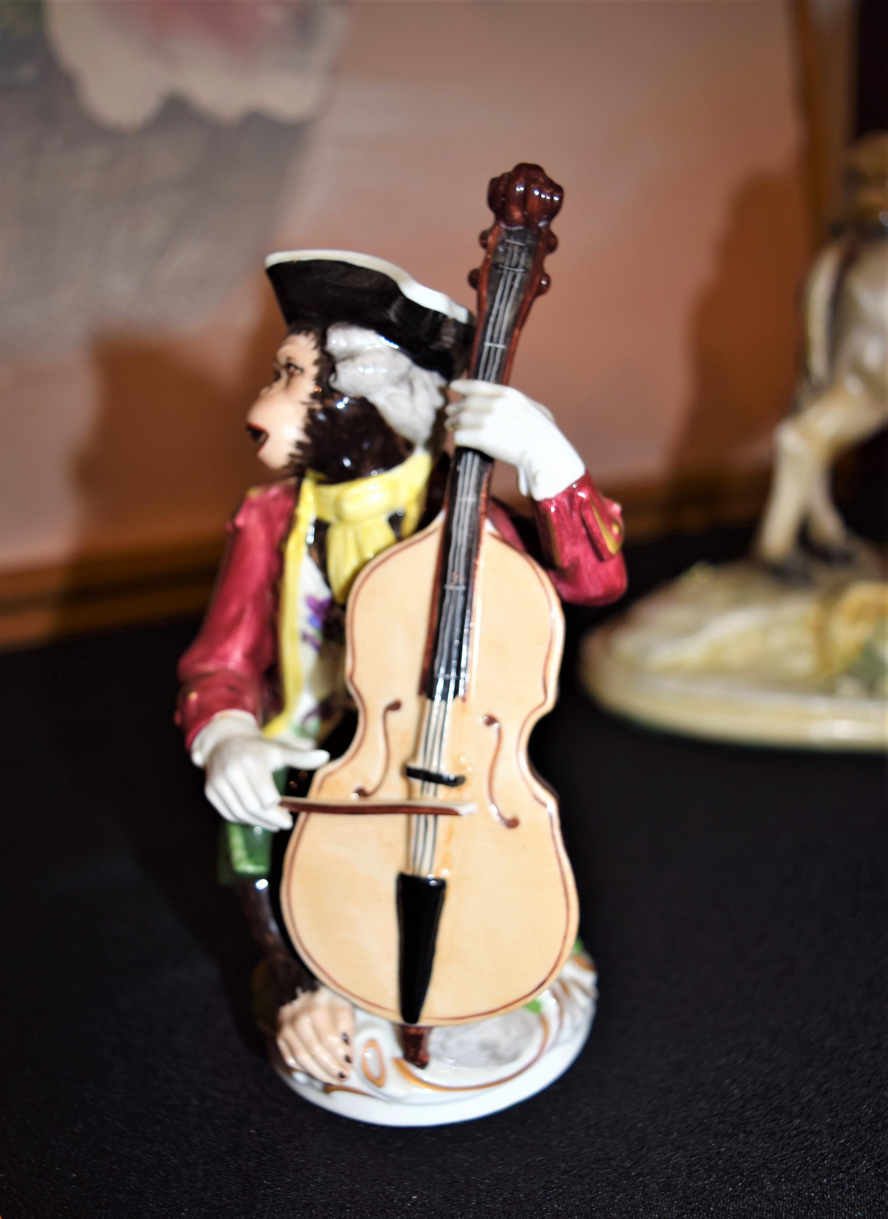 5 PIECE DRESDEN PORCELAIN MONKEY BAND