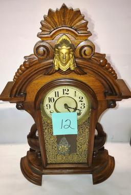 WALNUT SHELF CLOCK (23" TALL) - PICK UP ONLY