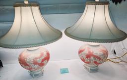 BEAUTIFUL PAIR OF PHOENIX GLASS LAMPS (26") - PICK UP ONLY