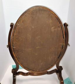 OLD MAHOGANY OVAL DRESSING TABLE MIRROR - PICK UP ONLY