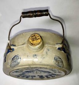 BARWELL'S 11" DECORATED ROOT BEER STONEWARE CANTEEN