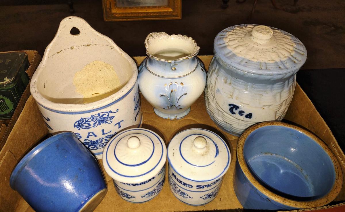 1800's BLUE & WHITE STONEWARE ITEMS