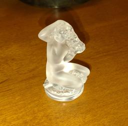 SIGNED 3" LALIQUE FRANCE ART DECO NUDE