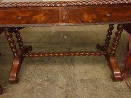 EMPIRE STYLE DROP-LEAF LIBRARY TABLE with 2 DRAWERS, TWISTED LEGS & CABLE - PICK UP ONLY