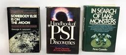 IN SEARCH OF LAKE MONSTERS, HANDBOOK OF PSI, SOMEBODY ELSE IS ON THE MOON