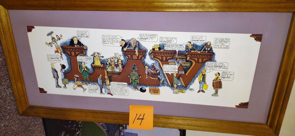 FRAMED CARDBOARD "LAW" PICTURE - PICK UP ONLY