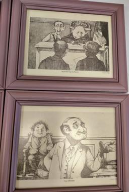 SET OF 8 FRAMED COURT ROOM PRINTS