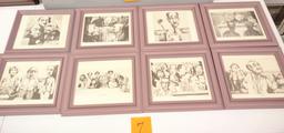 SET OF 8 FRAMED COURT ROOM PRINTS