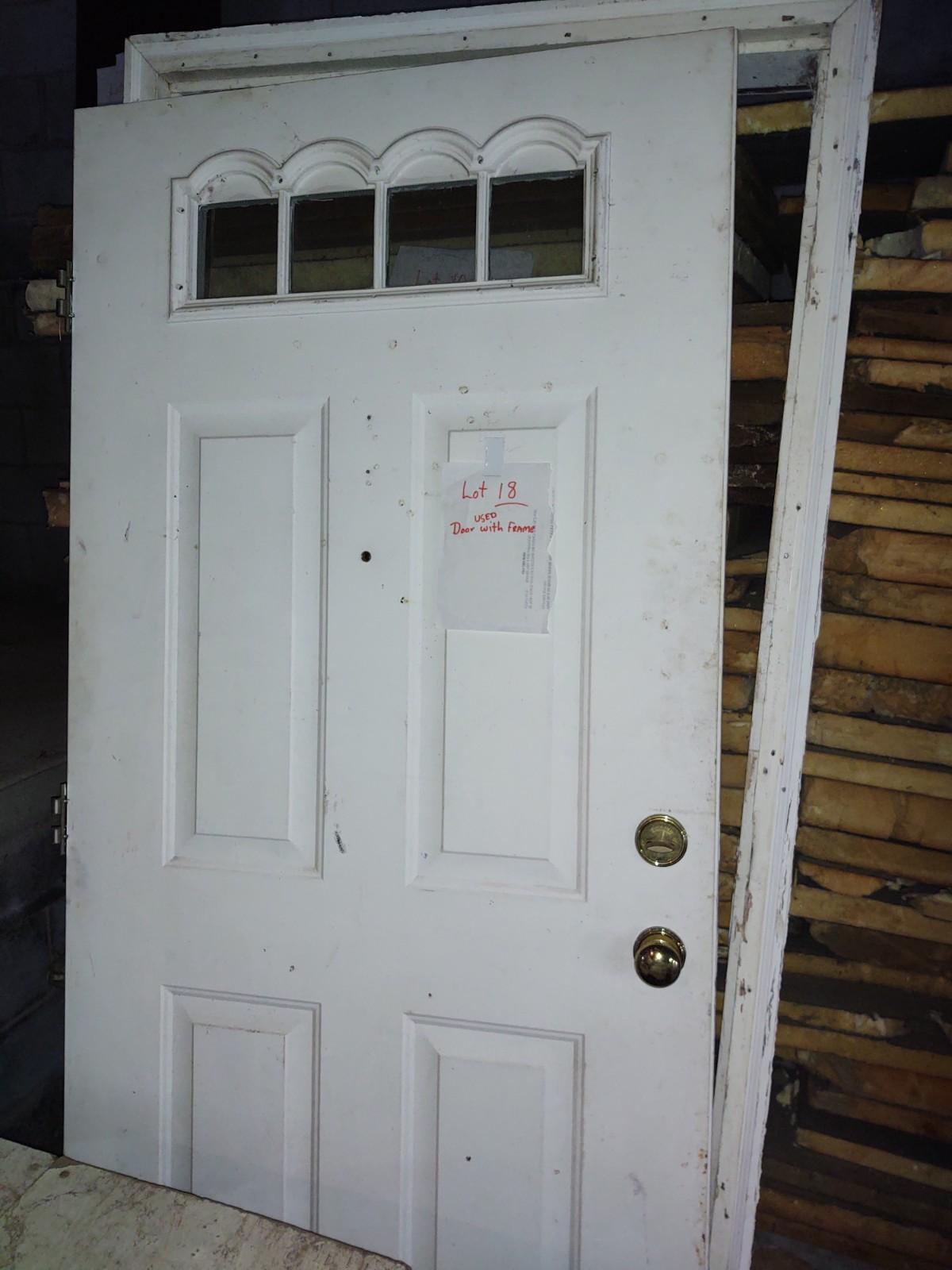 USED WHITE ENTRY DOOR with FRAME - PICK UP ONLY