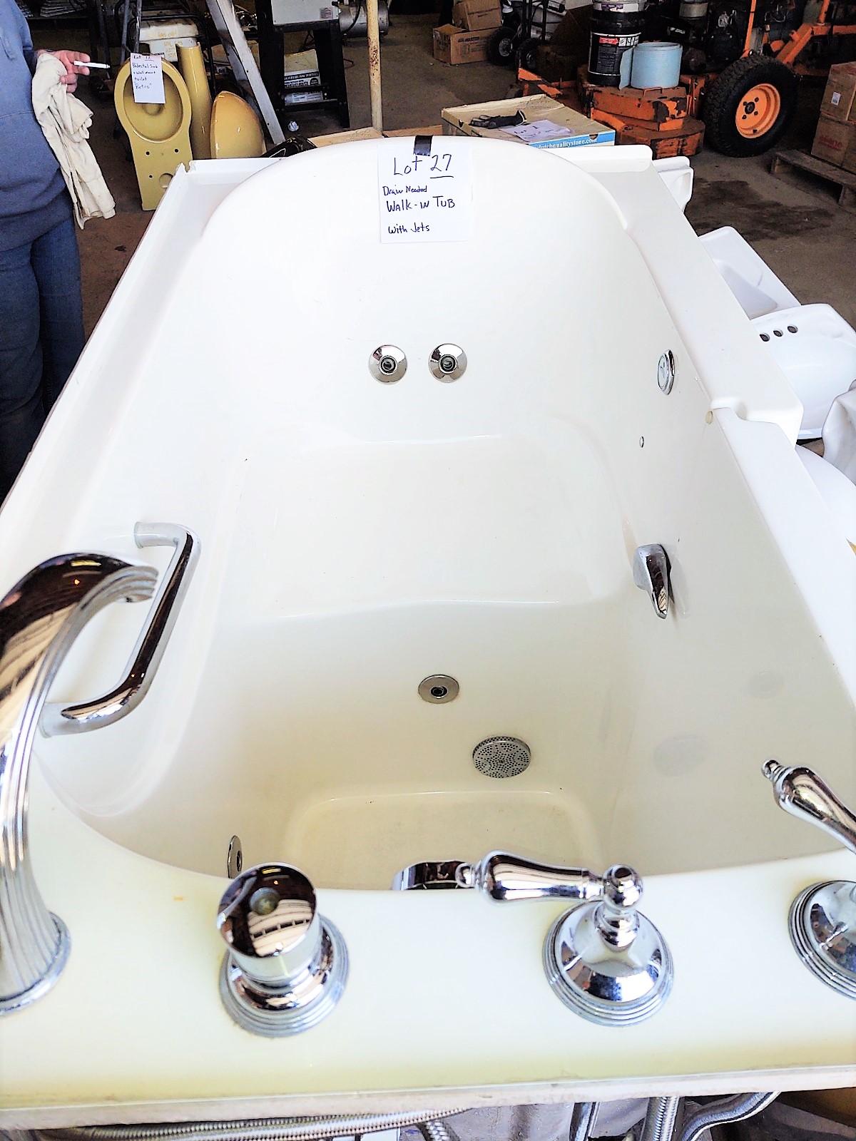 SMALL WHIRLPOOL WALK IN TUB WITH JETS - NEEDS DRAIN - PICK UP ONLY