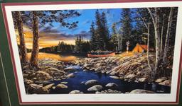 SIGNED JIM HANSEL "HEADWATERS" #83/498 FRAMED PRINT (33X27") -  PICK UP ONLY