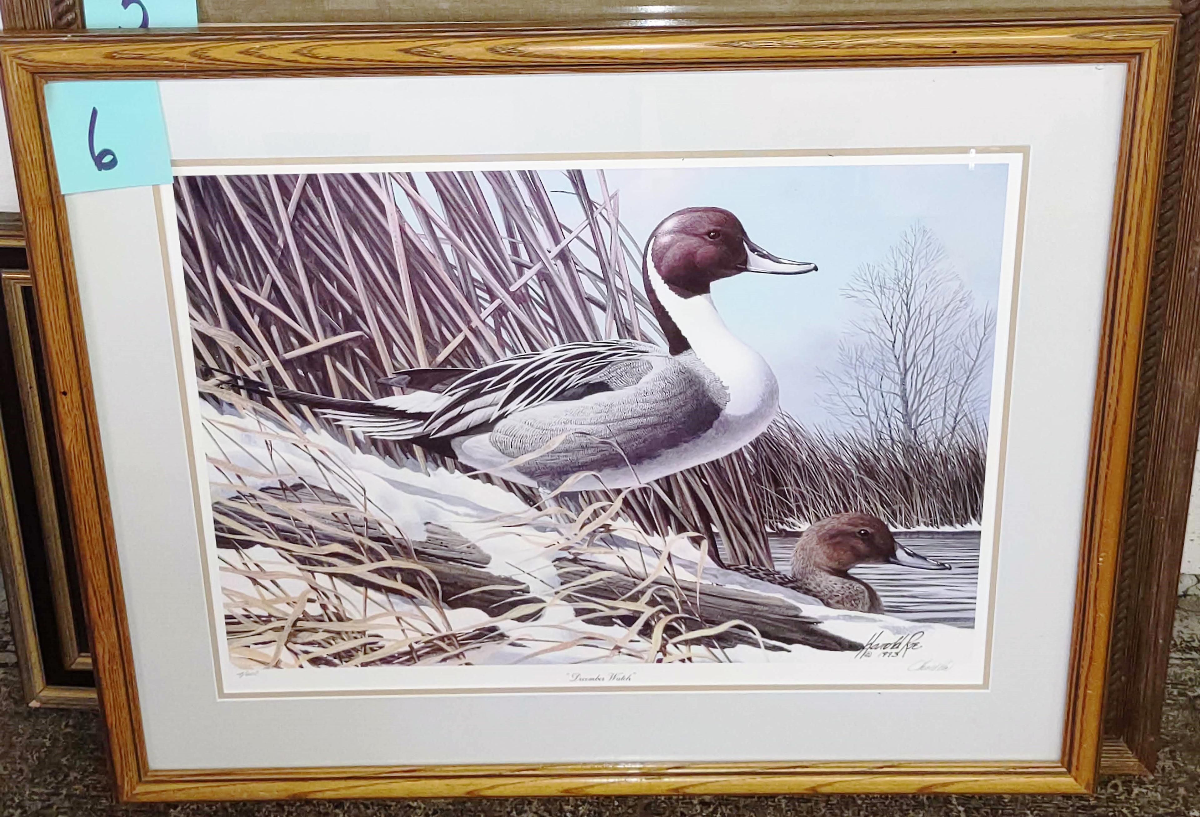 SIGNED HAROLD ROE "DECEMBER WATCH" #4/600 FRAMED PRINT (31X25") -  PICK UP ONLY