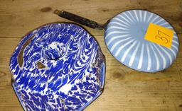 BLUE & WHITE CAKE PAN & SKILLET- PICK UP ONLY