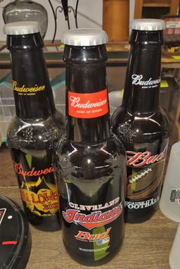 LARGE GLASS ADVERTISING BEER BOTTLES - PICK UP ONLY