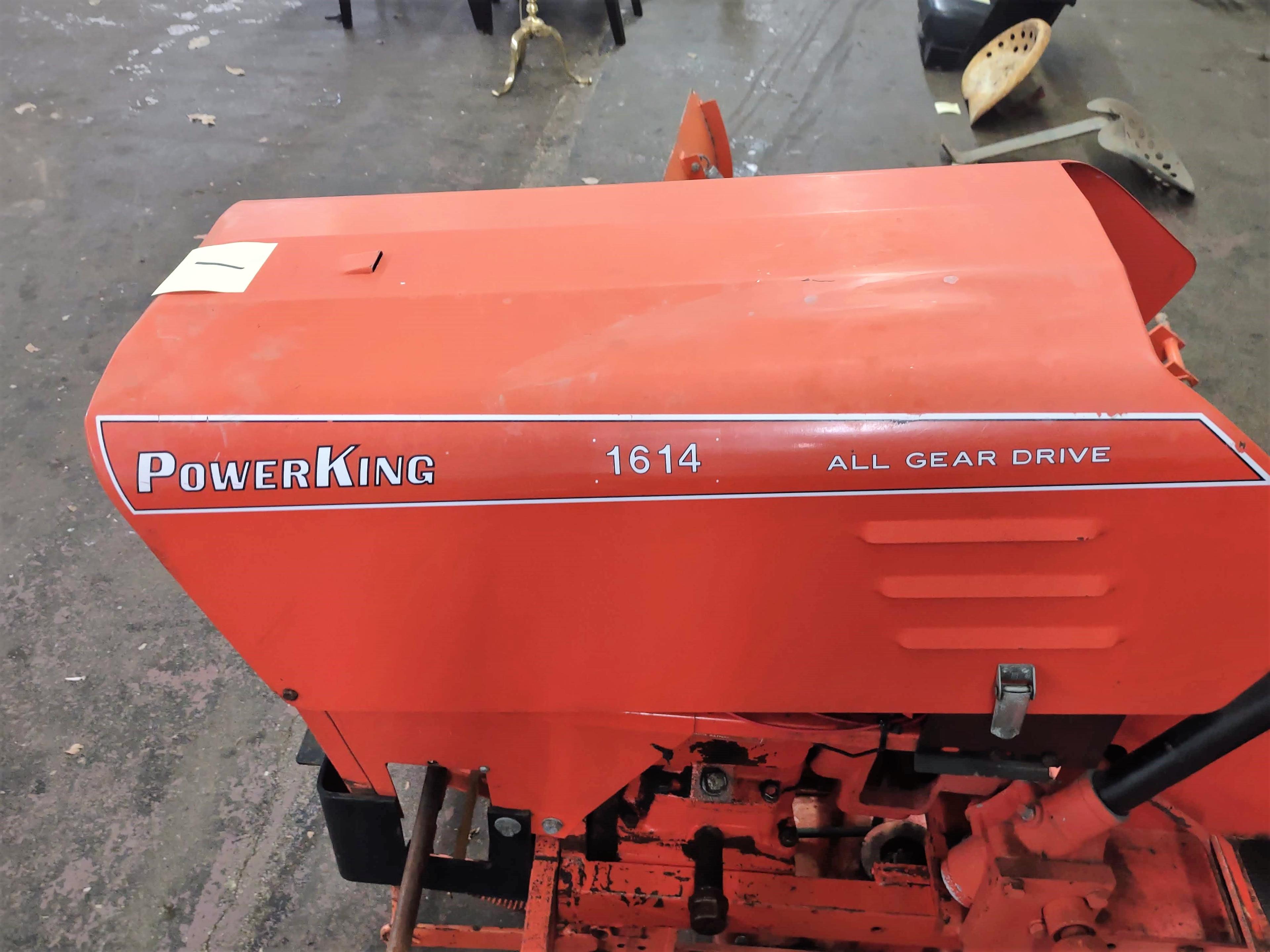 POWER KING 1614 ALL GEAR DRIVE TRACTOR with MOWER DECK & PUSH BLADE - 3 PT HITCH - PICK UP ONLY