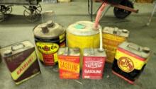 VINTAGE GAS AND/OR OIL CANS - PICK UP ONLY