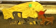 LARGE CUT-OUT BEAR, DONKEY, AMISH HORSE & BUGGY - PICK UP ONLY