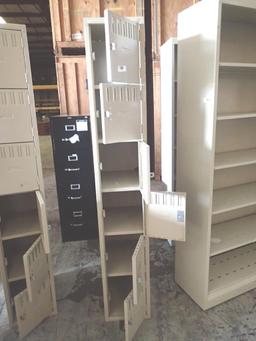 6-Compartment Metal Lockers / Beige in color