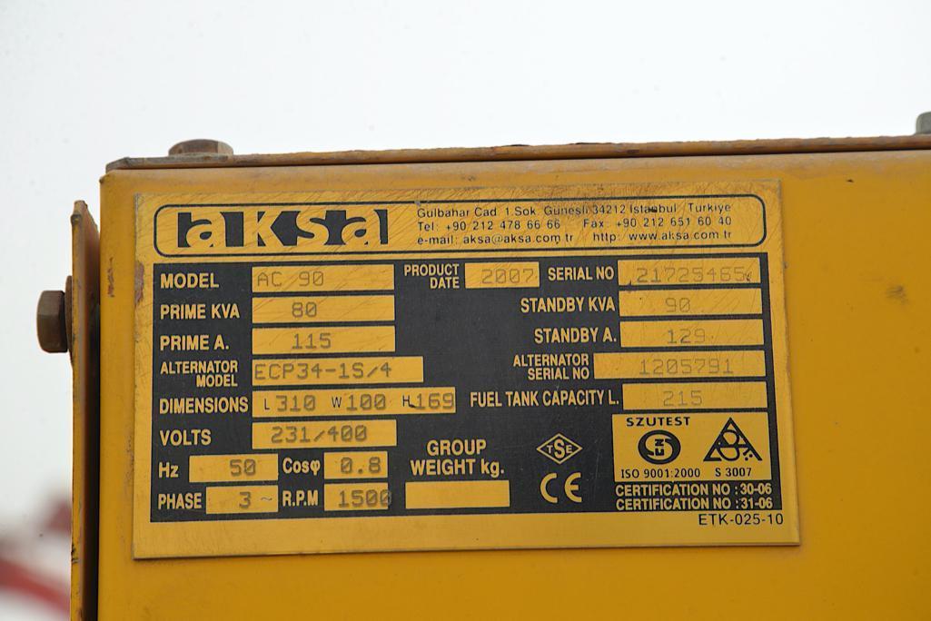 2010 AKSA80 KVA Generator