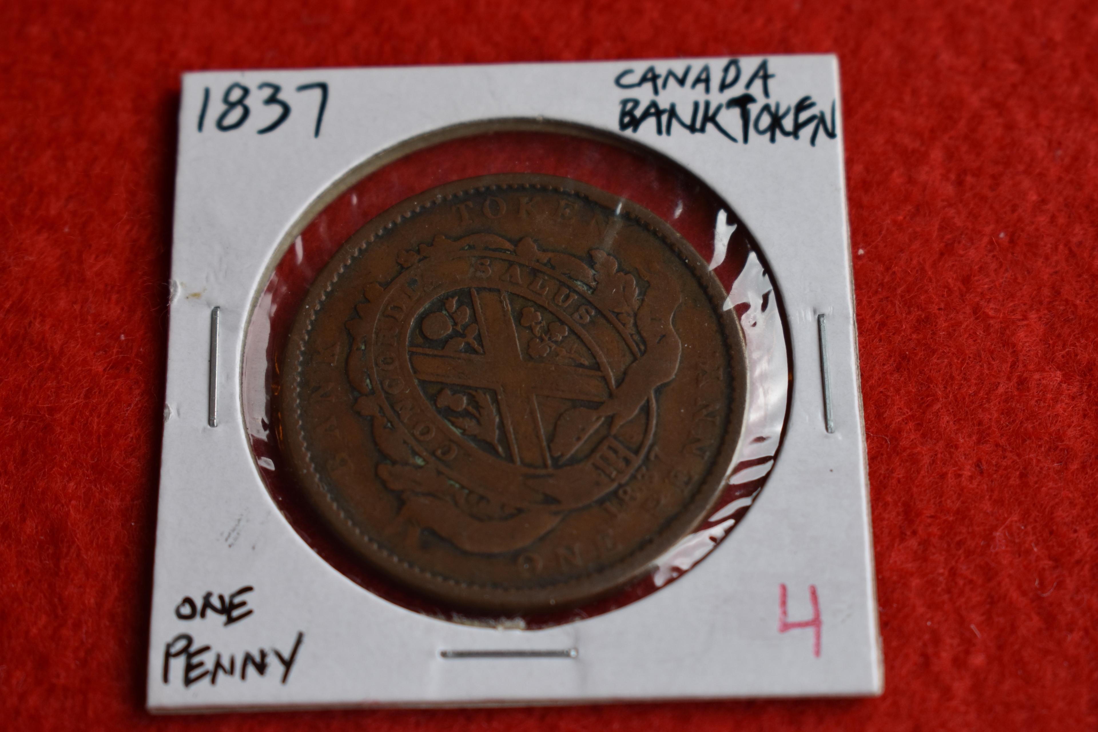 1837 Canada Bank Token One Penny