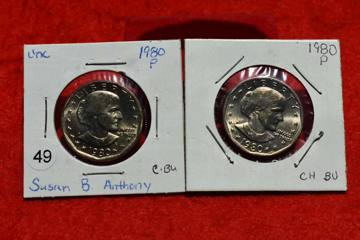 2 - 1980-p Susan B. Anthony Dollars Ch Bu