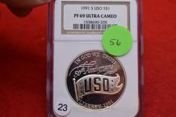 1991s Uso Comm. Silver Dollar - Ngc Pr69 Uta. Cameo