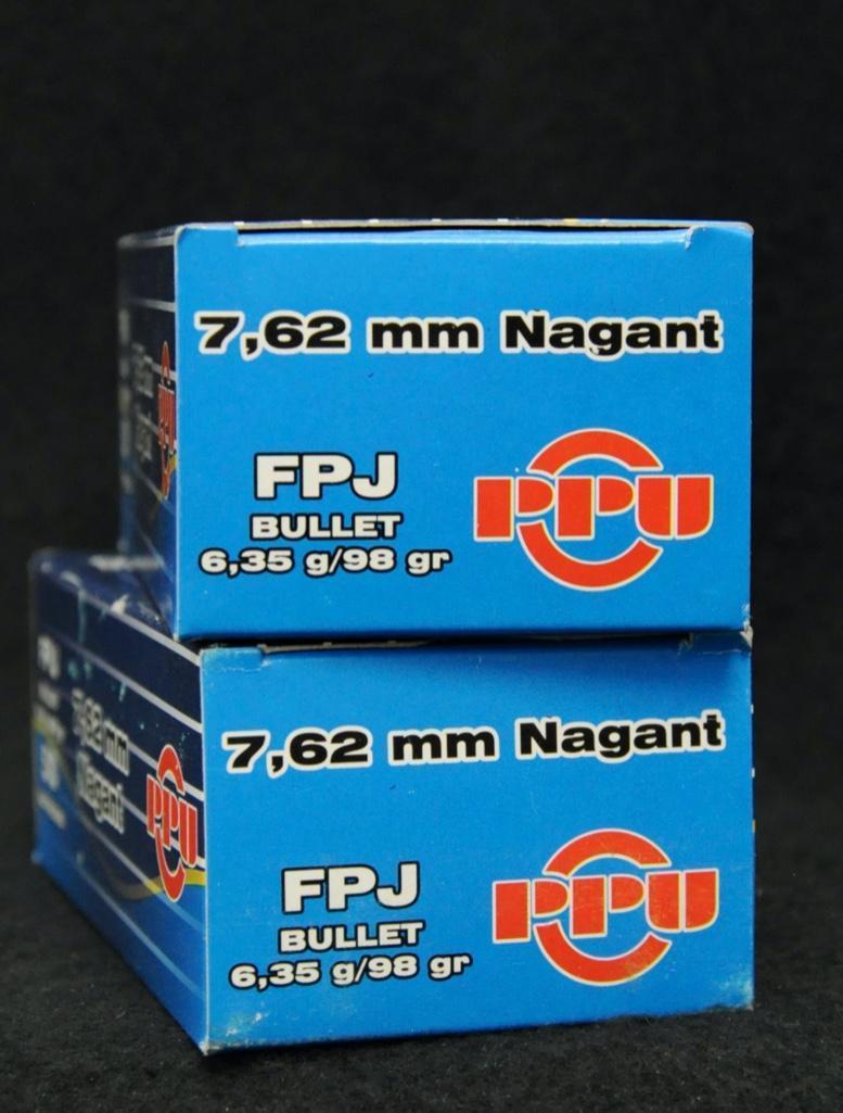 PPU 7.62mm Nagant 98 grain FPJ (2 boxes)