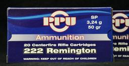 PPU 222 Remington 50 Gr. SP (5 boxes)