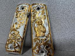 Custom 1911 Grips San Judas - Gold & Silver