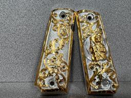 Custom 1911 Grips San Judas - Gold & Silver